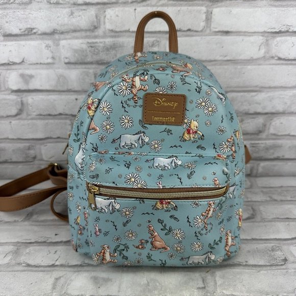 Loungefly Disney Winnie The Pooh Sketch Daisies Faux Leather Mini Backpack Blue main image 4